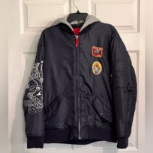 Ecko Unlimited men’s hooded bomber jacket. Blue size XL.